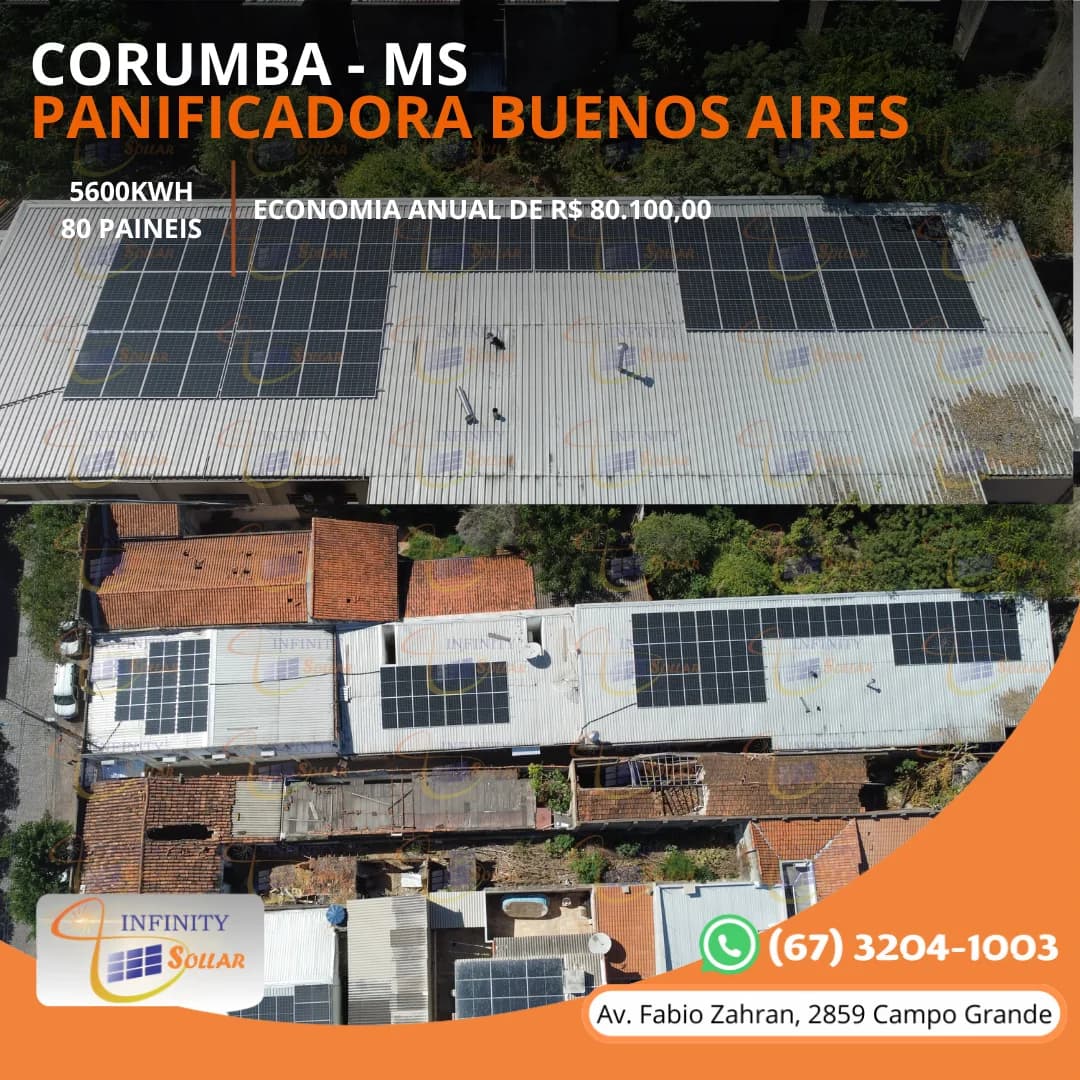 Projeto Infinity Sollar de Panificadora Buenos Aires em Corumba MS
